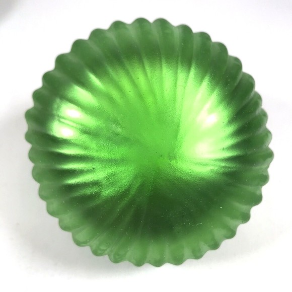 VTG Kugel Midwest Christmas Ornament Iridescent Lime Green Ribbed Glass Lg 4.5" - Picture 4 of 9